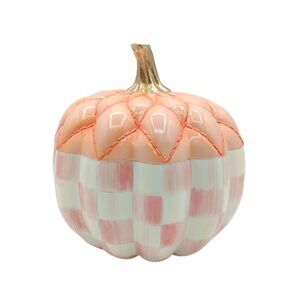 MacKenzie-Childs Rosy Check Fairytale Quilted Pumpkin Large 7” Autumn Fall New